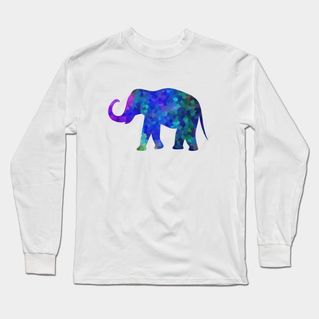 Blue Elephant Abstract Art Long Sleeve T-Shirt by SartorisArt1